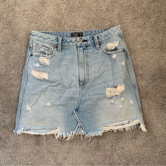 EUC A&F ZOE NATURAL RISE VINTAGE A LINE SKIRT DISTRESSED - Picture 3 of 3